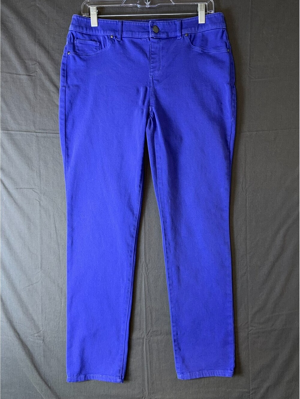 Chico's Platinum Denim Pants Womens 0.5 US 6 Purple Royal Blue Straight Leg